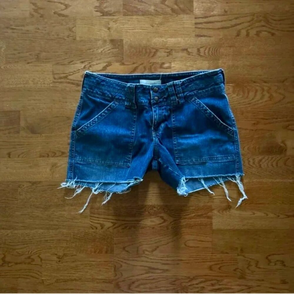 abercrombie kids Jean Shorts Denim Low Rise Stretch Blue Cut Off 16 girls pocket